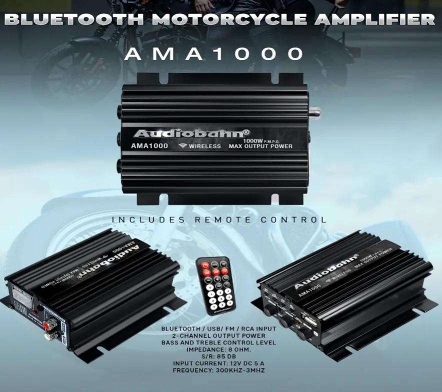 Amplificador Para Moto Audiobahn Ama1000
