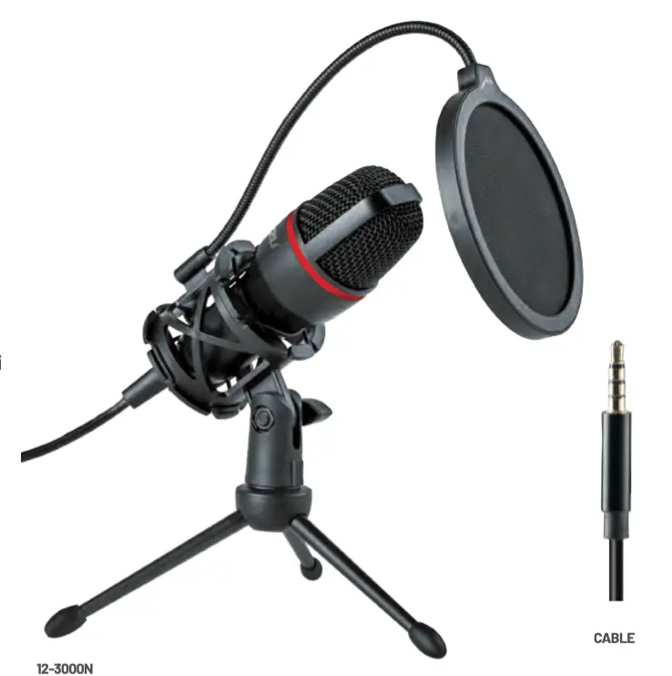 Micrófono unidireccional condensador para streaming con accesorios
