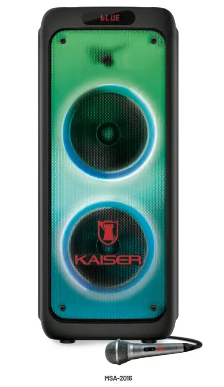 Bafle recargable 2 x 10” de 24,000W y micrófono alámbrico MSA-2016