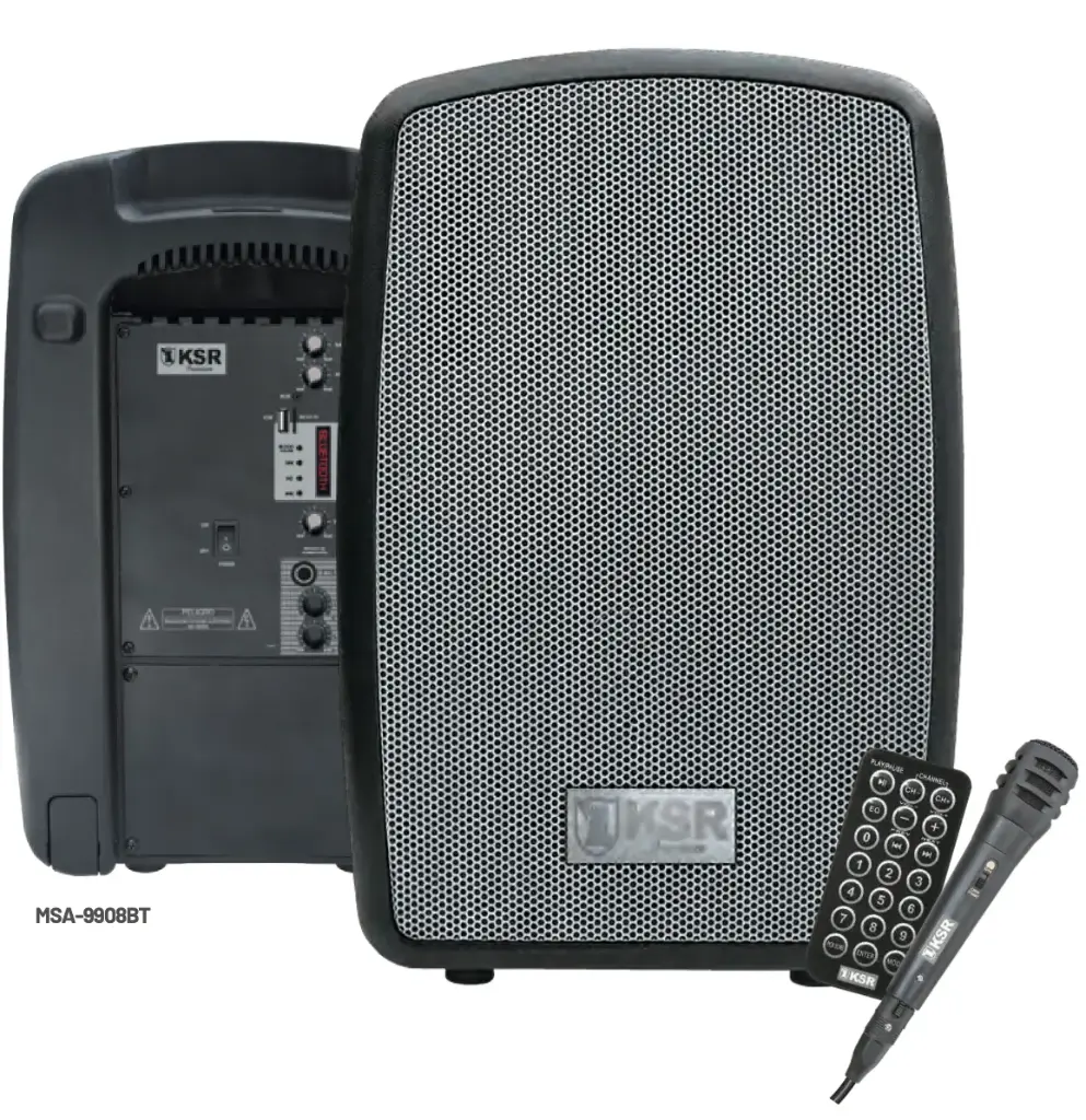 Bafle profesional recargable 8” 18,000W con micrófono alámbrico MSA-9908BT
