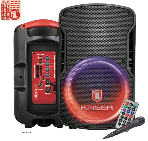 Bafle profesional recargable 8” 15,000W con micrófono alámbrico MSA-7908MX