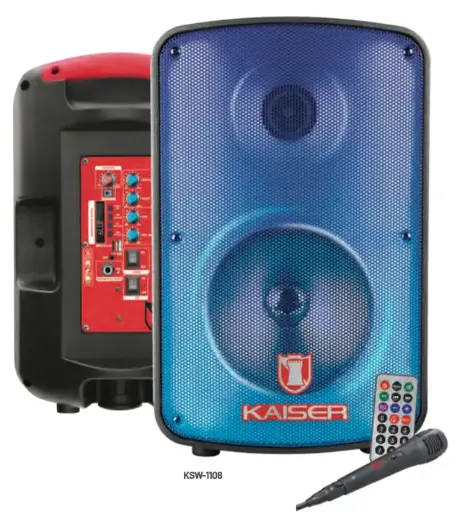 Bafle profesional recargable 8” 12,000W con micrófono alámbrico KSW-1108